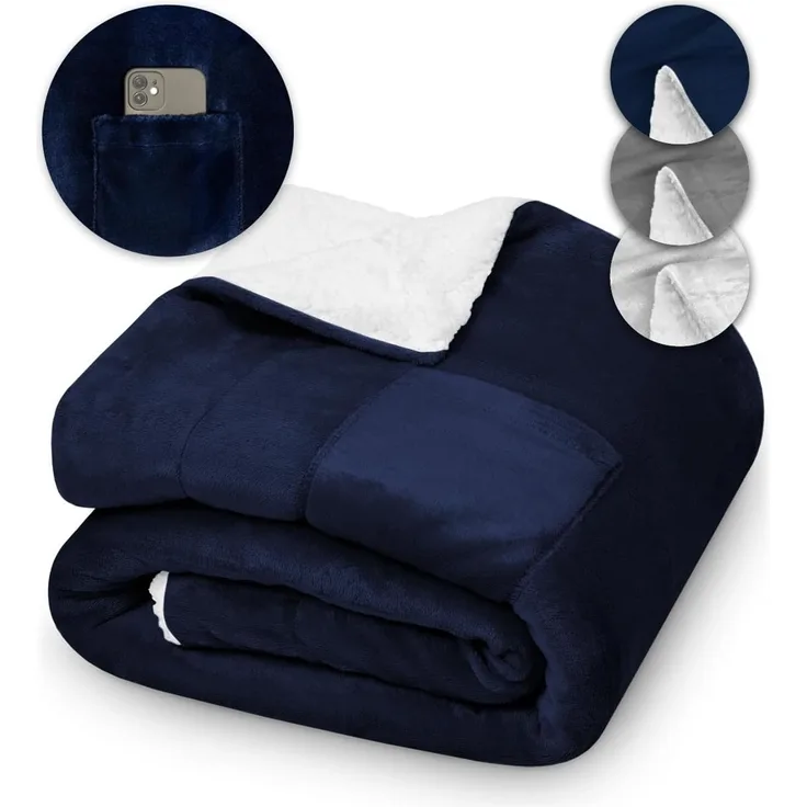 Sherpa Decke KAMI - 230 x 270 Nachtblau