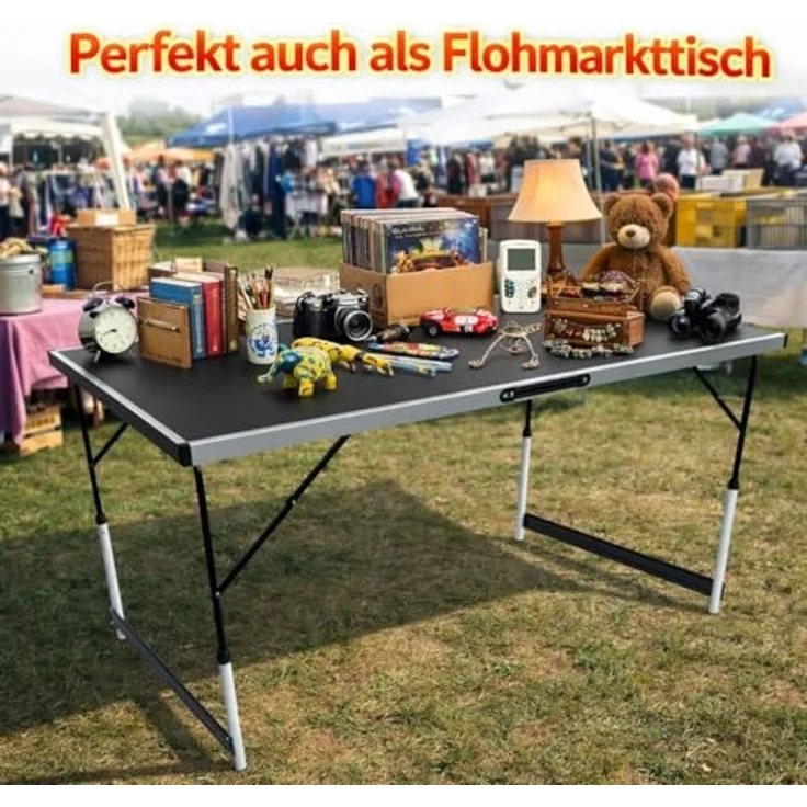 BigDean Klapptisch Stabiler Multifunktionaler höhenverstellbarer klappbarer Campingtisch (Packung, 1-St, Klapptisch), 4-fach Höhenverstellbar, 30kg Belastbar, 0,6qm Fläche – Bild 6