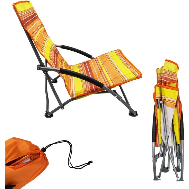 Spetebo Campingstuhl 1x Strandstuhl orange mit Tragetasche 600D Oxford (Stück, 1 St), Garten Camping Stuhl mit Tragetasche – Bild 2
