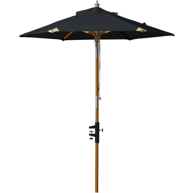 Gardenson Sonnenschirm, Schwarz, Holzwerkstoff, 180x180 cm, Sonnen- und Sichtschutz