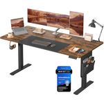 SONGMICS Schreibtisch, elektrisch höhenverstellbar 72-120 cm, mit Memory-Funktion, Vintagebraun-Schwarz, 72 x 70 x 160 cm