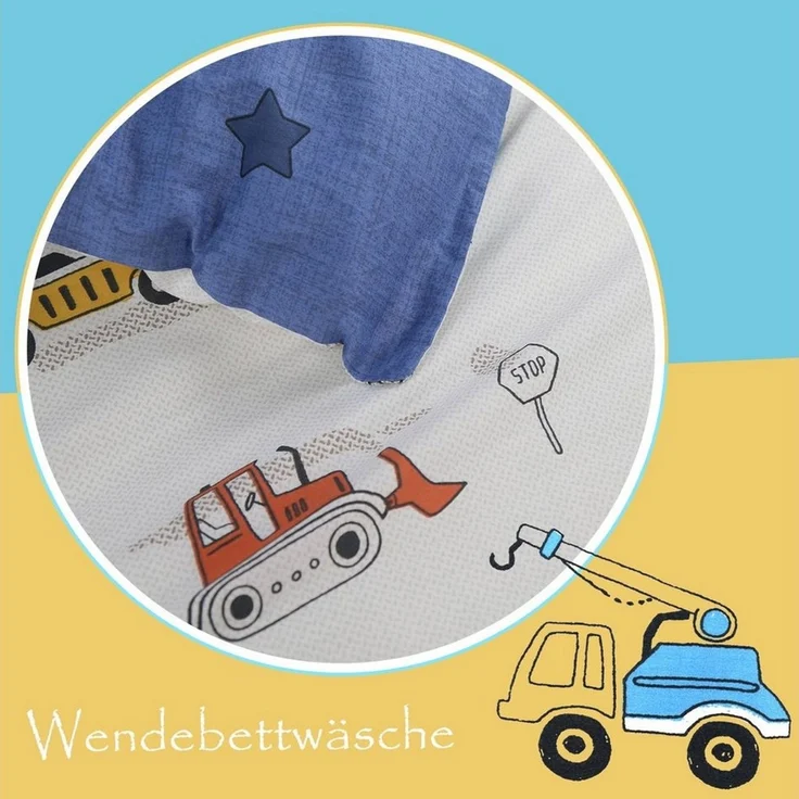 KEAYOO Kinderbettwäsche WPKL, Süß Dinosaurier Muster Kinderbettwäsche mit Süß Muster Baumwolle – Bild 3