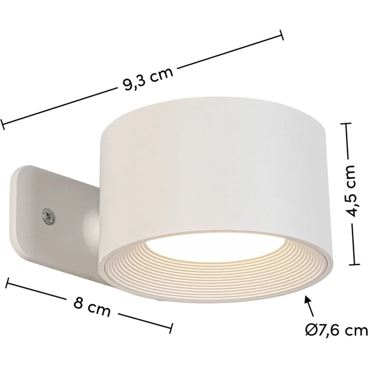 Novel 'SPOT' Akkuleuchte, Metall weiß, 8 x 4.5 x 9.2 cm, Touchdimmer mit Memoryfunktion – Bild 4