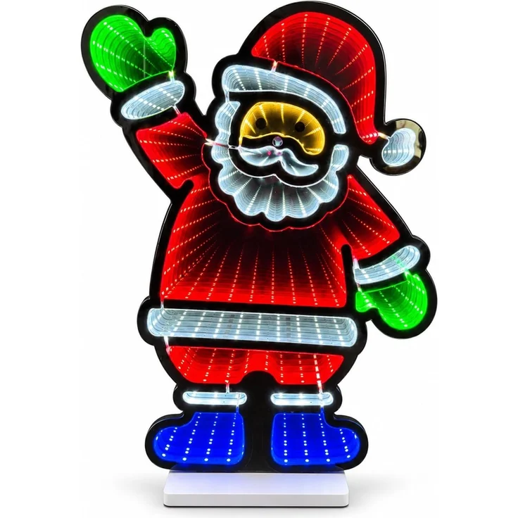 LED Infinity Spiegel Weihnachtsmann 45 cm mit Timer, Weihnachtsdeko innen – Bild 1