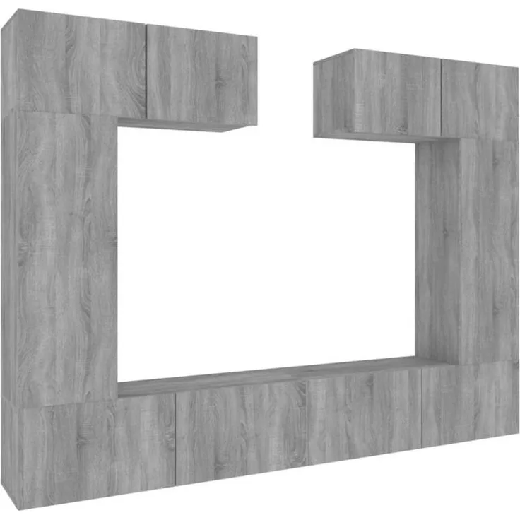 6-tlg. TV-Schrank-Set Grau Sonoma Holzwerkstoff [3114468]