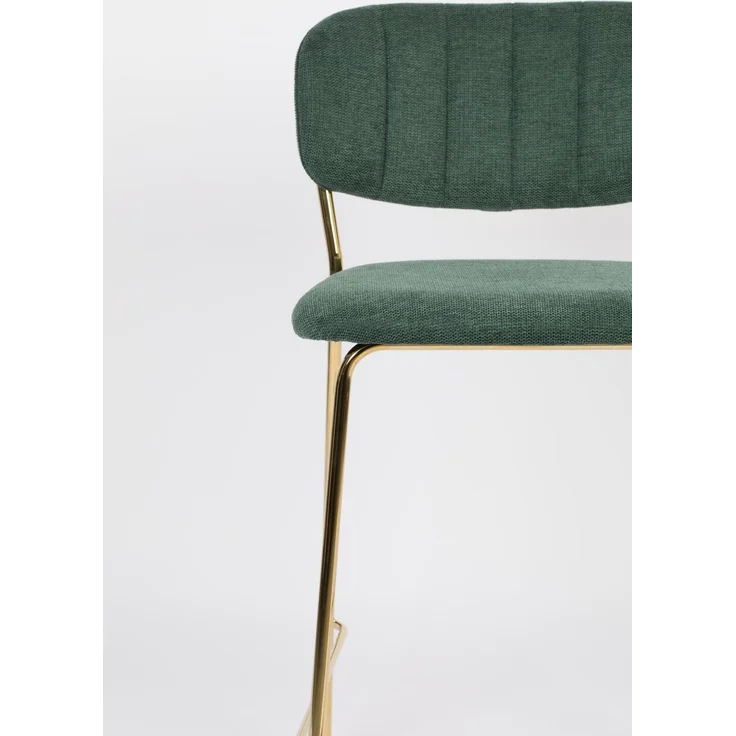 Barhocker Jolien im 2er-Set, Dunkelgrün mit goldenem Metallgestell, gepolstert, Stoffbezug, Sitzhöhe 65 cm – Bild 6