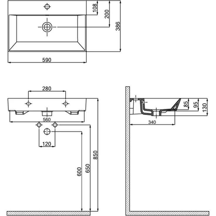 Skye Decor '2930' Badmöbel-Set mit Waschbecken & Spiegel (2-teilig), Esche, 82 x 54 x 38,6 cm – Bild 8