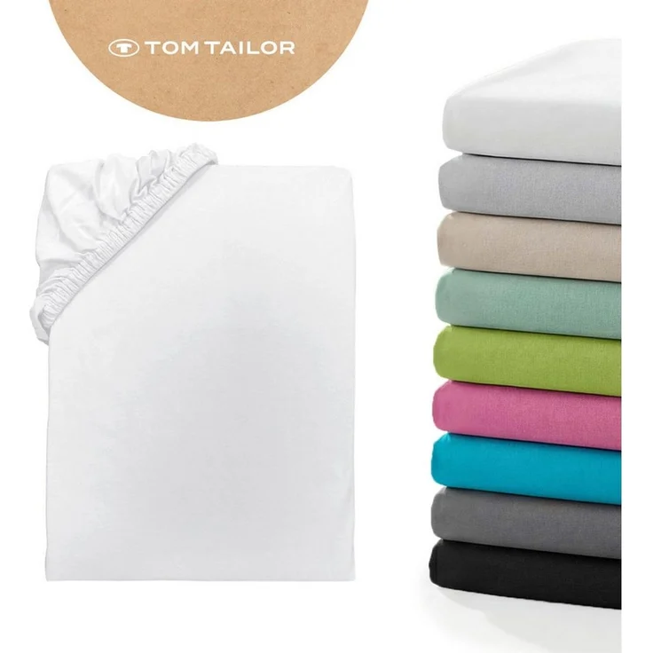 TOM TAILOR HOME Spannbettlaken Tom Tailor Jersey, Jersey, Gummizug: rundum, (1 Stück), ab Größe 90x200 cm, Laken in hochwertiger Jersey Qualität – Bild 1
