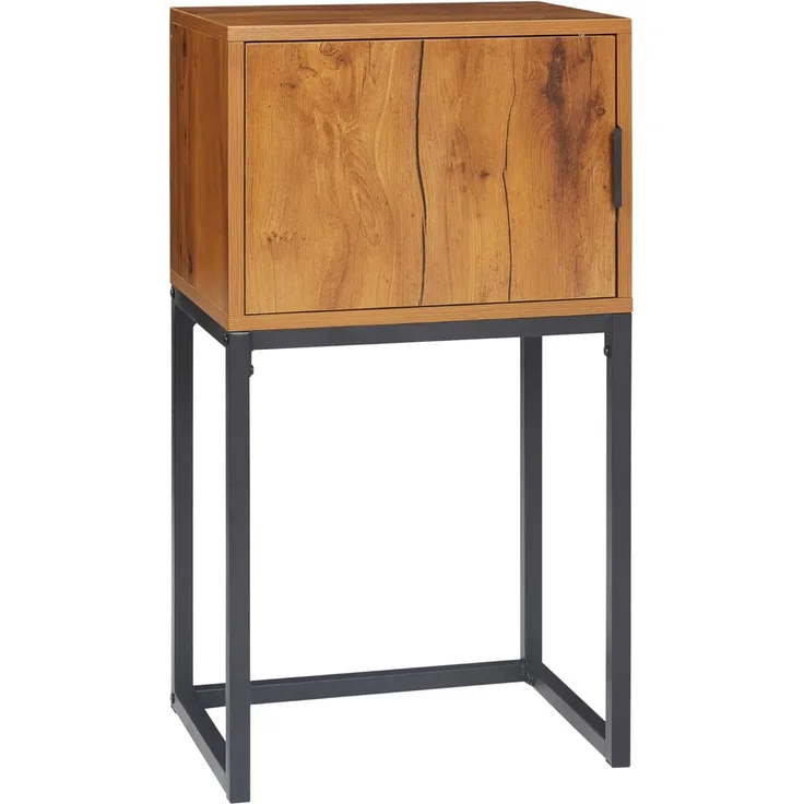 HOMCOM Konsolentisch mit Stauraum, Sofatisch Flurtisch im Industriedesign, Beistelltisch (Couchtisch, 1-St, Beistelltisch), Stahl, Natur, 40 x 30 x 76 cm