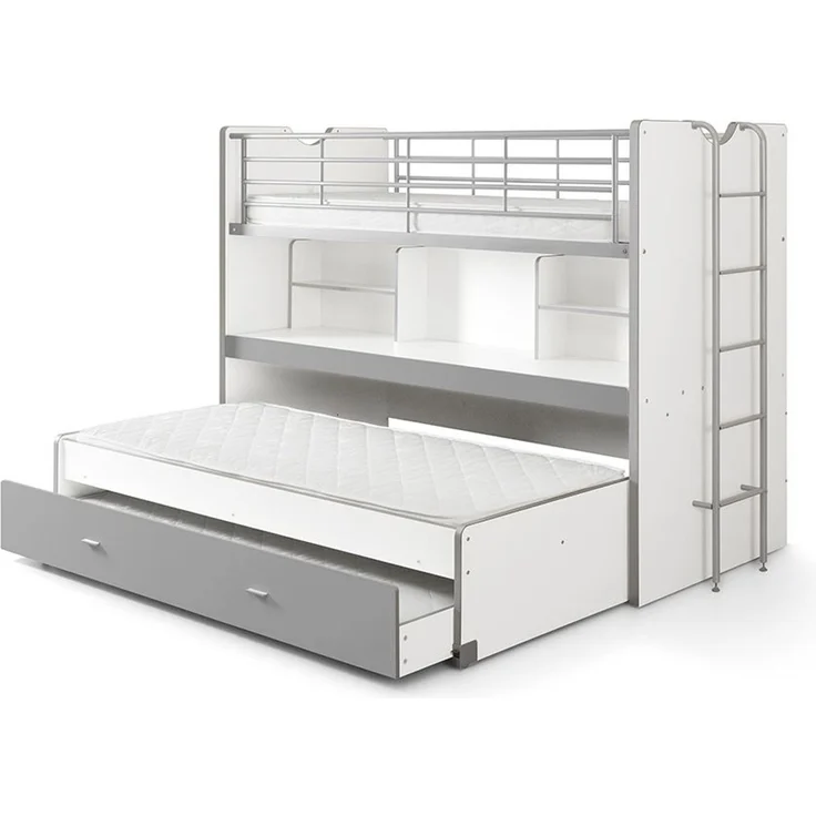 Hochbett Kalinda 222x102x161 Holzwerkstoff+Metall Weiß/Grau – Bild 2