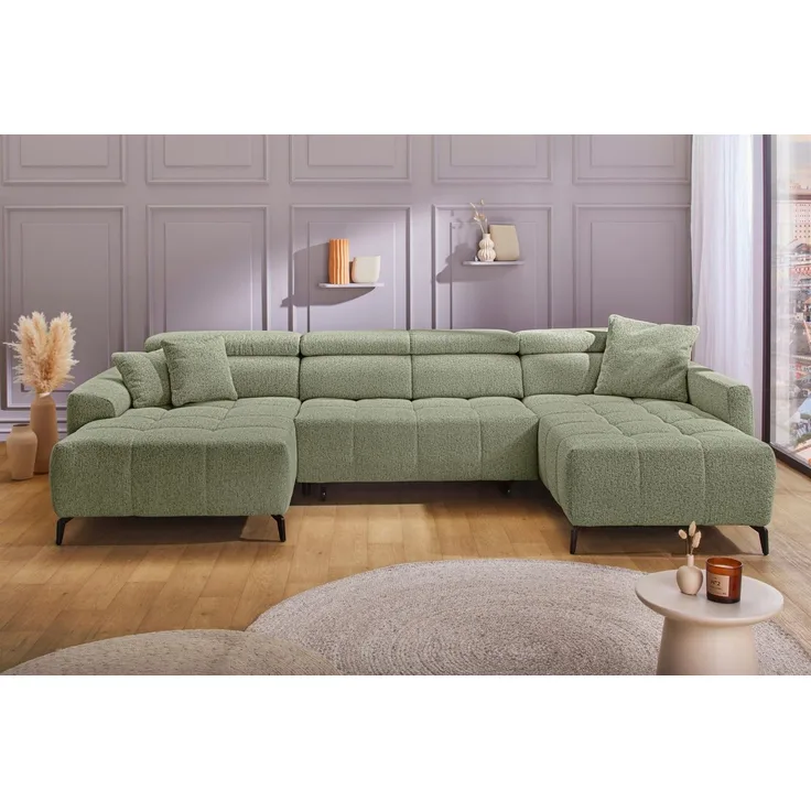 Jockenhöfer Gruppe Wohnlandschaft Ultima U-Form, B: 363 cm, 60 cm elektrische Sitztiefenverstellung, USB-Ports, Kopfstützen verstellbar, Zierkissen, bis 140 kg/Sitz