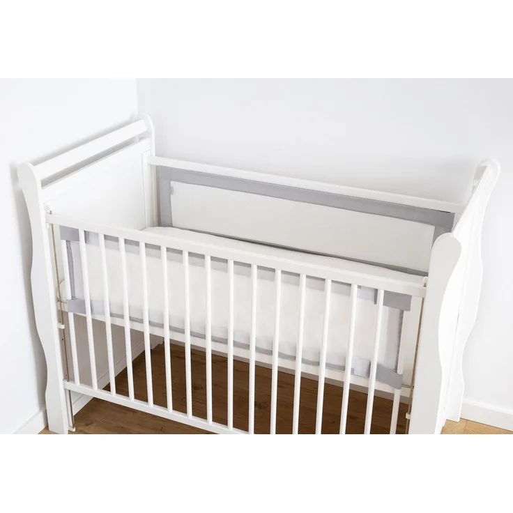 Loolay Babybett Bettumrandung Mesh atmungsaktiv 120x60/140x70 cm für Gitterbett, 2-tlg. Set 5 mm Netzstoff Schutz Klettverschluss europäische Stoffe – Bild 2