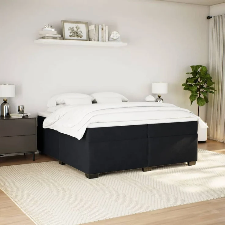 vidaXL Boxspringbett mit Matratze Schwarz 200x200 cm Samt 3285307 – Bild 3