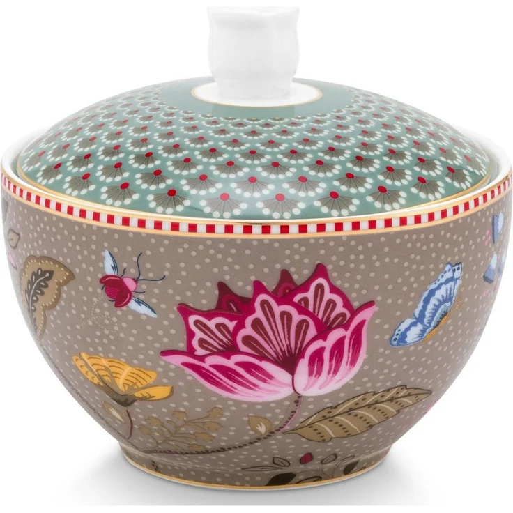 PiP Studio Zuckerdose Blooming Tales Fantasy Khaki-Blue Zuckerdose 0,3l, Porzellan – Bild 2