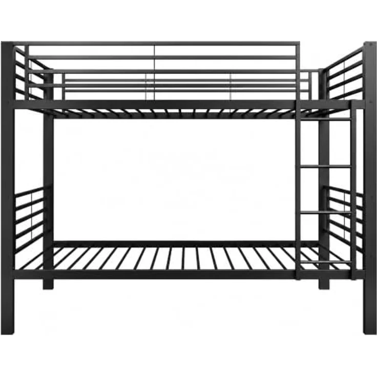 FAVSH Etagenbett 90x200 cm aus Metall, Hochbett mit Rausfallschutz und Leiter, Geräuscharmes Doppelbett, rutschfest, für Jugendliche und Erwachsene, WG & Ferienwohnung, Schwarz C – Bild 6