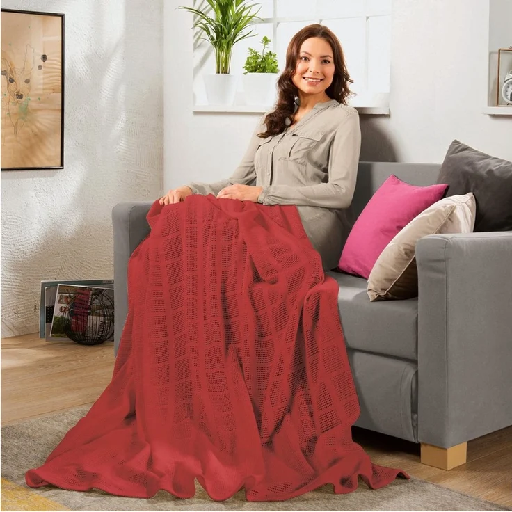 Wohndecke Sommerdecke "Trient" 2er-Pack, Erwin Müller, Baumwolle Uni – Bild 2