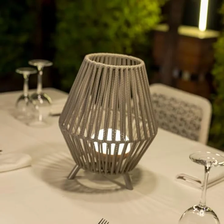 NewGarden Conta 30, Kabellose Nachttischlampe mit 900 Lumen, taupe grau, wiederaufladbar, IP54 – Bild 3