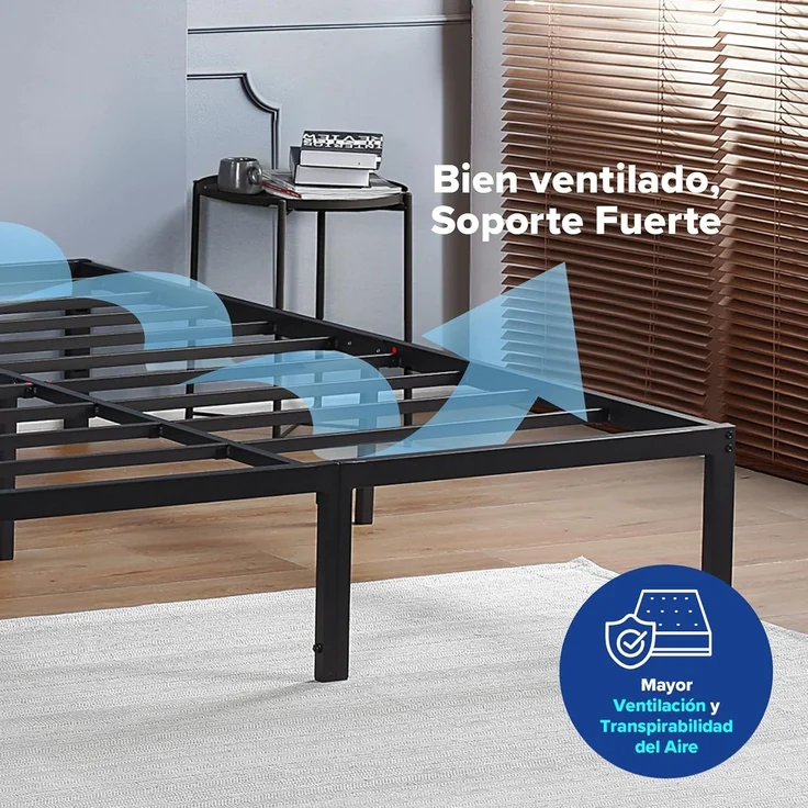 Olee sleep 45cm Stabiler Stahlbett / Stahl-Lattenrost / Anti-Rutsch-Unterstützung / Matratzenunterbau / Metallbett / Bettrahmen / Bett / 90x200 cm / Twin / Schwarz / Metall – Bild 6