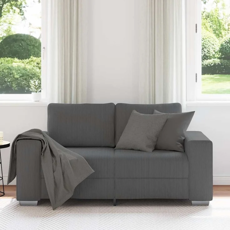 vidaXL Zweisitzer-Sofa Dunkelgrau 160x77x82 cm Cordstoff 4105194 – Bild 2