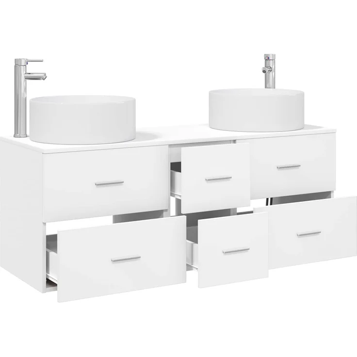 vidaXL Badezimmerschrank-Set 3 stk. Weiß 129 x 44,5 x 80 cm 3405955 – Bild 3