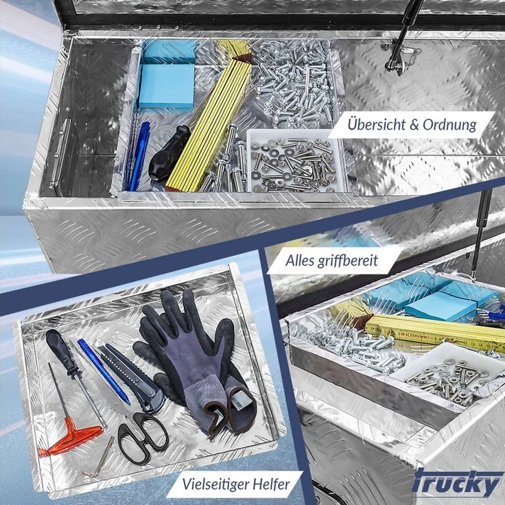 Trucky Anhänger-Deichselbox Set Truckbox D160 + Einhängefach Werkzeugbox Werkzeugkiste Anhängerbox – Bild 4