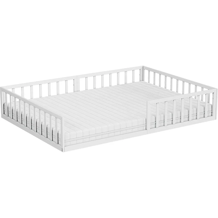Bodenbett aus Metall Minno Weiß 140x200 mit Matratze Vitalispa – Bild 1