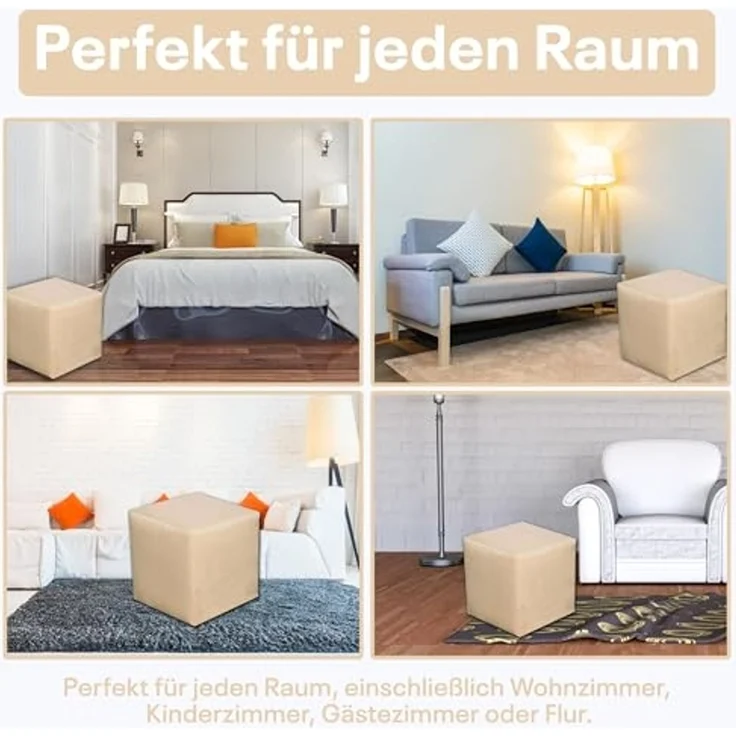 Best for Home Sitzhocker Best For Home Cube Pouf – Stilvoller Samt Hocker & Fußhocker (verschiedene Farben), Handwerksqualität,TOP Preis-Leistungs-Verhältnis – Bild 4