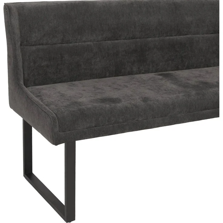 Eckbank HWC-O81, Esszimmerbank Bank, Öko-Tex (310g/m²) Chenille Stoff/Textil Metall 159x210cm ~ dunkelgrau – Bild 5