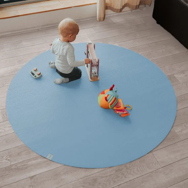 Runde Krabbelmatte SanoSoft "made in Germany" - Öko-Tex 100 Hellblau 180 cm