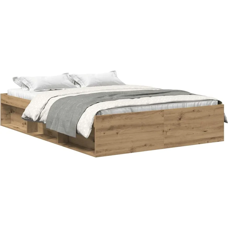 vidaXL Bettgestell ohne Matratze Artisan-Eiche 120x200cm Holzwerkstoff 3328835 – Bild 1