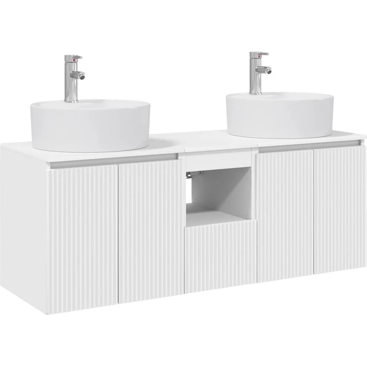 vidaXL Wandmontiertes Badezimmerschrank-Set 3 stk. Weiß 3405677 – Bild 2