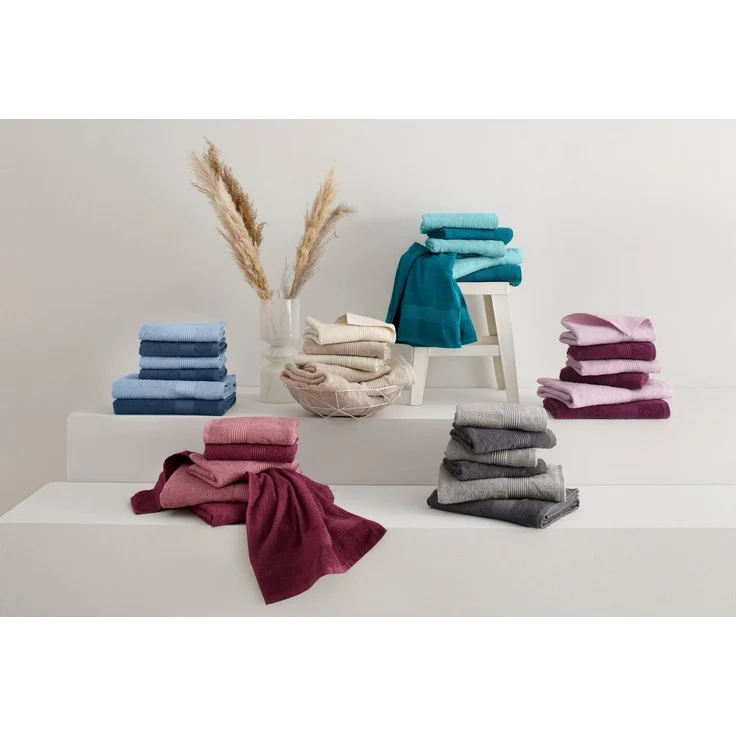 OTTO home Handtuch Set Anna, 2 Duschtücher 70x140, 4 Handtücher 50x100, Walkfrottee (Set, 6-St), Handtuch-Set, gestreifte Bordüre, weich, 100% Baumwolle, zweifarbig – Bild 2