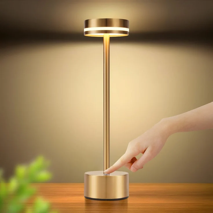ZMH Tischlampe Akku LED Tischleuchte Kabellos - Nachttischlampe Dimmbare mit USB-C Aufladbar Batterie Touch Lampe Gold Tischlampen für Schlafzimmer Esszimmer Büro- 2ER – Bild 8