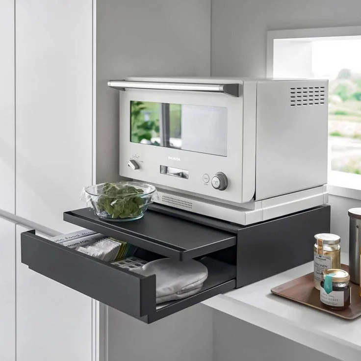 Yamazaki Küchenregal Tower Ausziehtablett und Schublade für die Arbeitsplatte Metall, platzsparend, für mehr Stauraum in der kleinen Küche – Bild 1