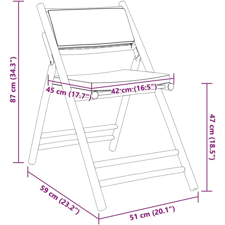 vidaXL Bistrostühle 6 Stk. Klappbar mit Cremeweißen Kissen Bambus 3208924 – Bild 8