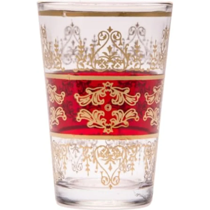 Marrakesch Orient & Mediterran Interior Teeglas 6er-Set marokkanische Teegläser Marrakesch aus verziertem Glas Rot 9cm, 6-tlg, Glas, Handarbeit – Bild 3