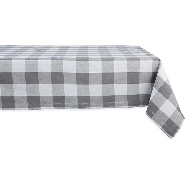 DII Buffalo Check Collection Klassische Tischdecke, 132x132 cm, Grau & Weiß – Bild 1