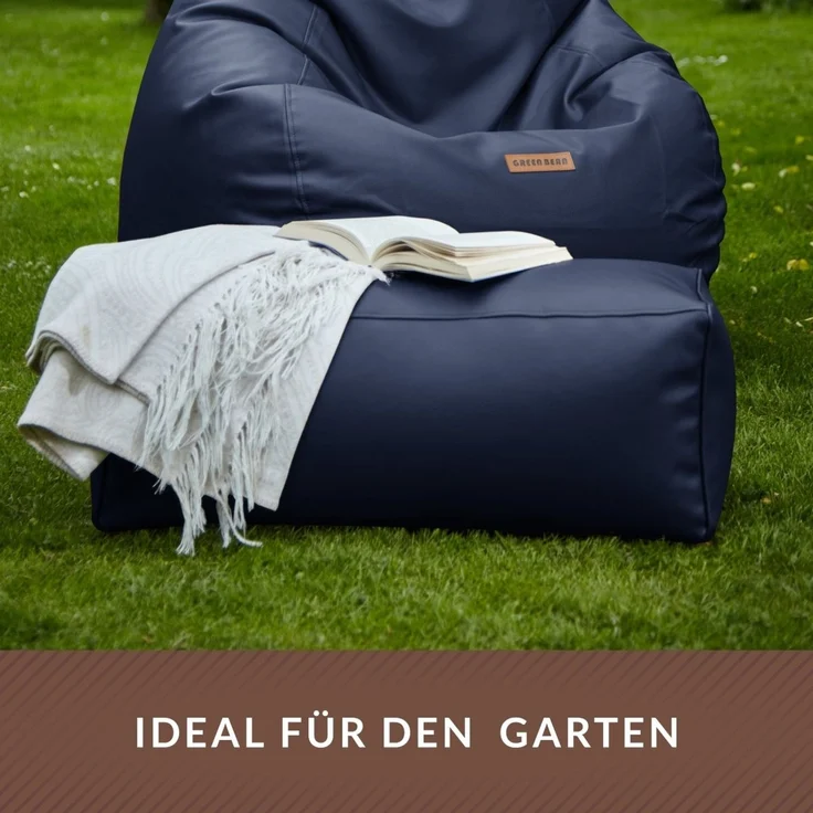 Green Bean® Sitzhocker aus Kunstleder - Pouf mit EPS Perlen Füllung - 70 x 33 x 28cm - perfekte Ergänzung zum Sitzsack - Dunkelblau – Bild 6