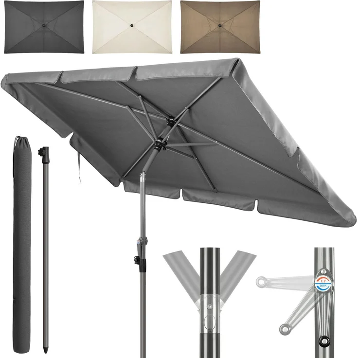 4smile SunnyShade Sonnenschirm Balkon Roma mit Kurbel, Sonnenschirm rechteckig 210x140 cm, Sonnenschutz Balkon mit UV 50+, Balkonschirm mit Schutzhülle, knickbar und höhenverstellbar, Anthrazit