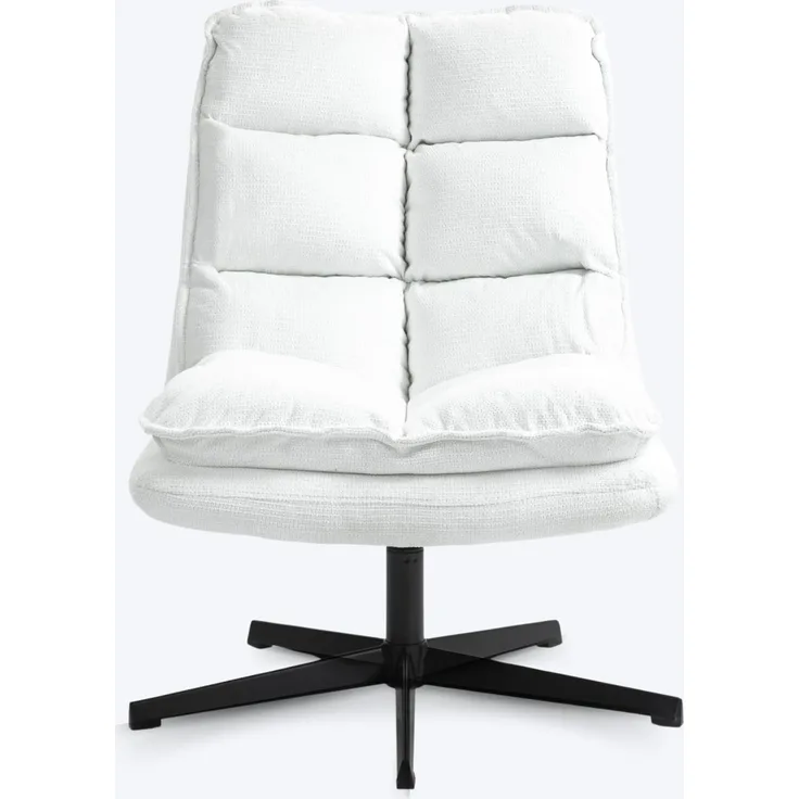 MEUBLE Cosy Sessel 360° Drehbar Einzelsofa Faltbar Loungesessel Relaxsessel mit Armlehne Design Drehsessel, Metallbeine, für Wohnzimmer Schlafzimmer, Weiß, 65 x 79.5 x 85 cm