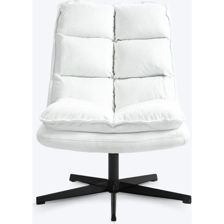 MEUBLE Cosy Sessel 360° Drehbar Einzelsofa Faltbar Loungesessel Relaxsessel mit Armlehne Design Drehsessel, Metallbeine, für Wohnzimmer Schlafzimmer, Weiß, 65 x 79.5 x 85 cm