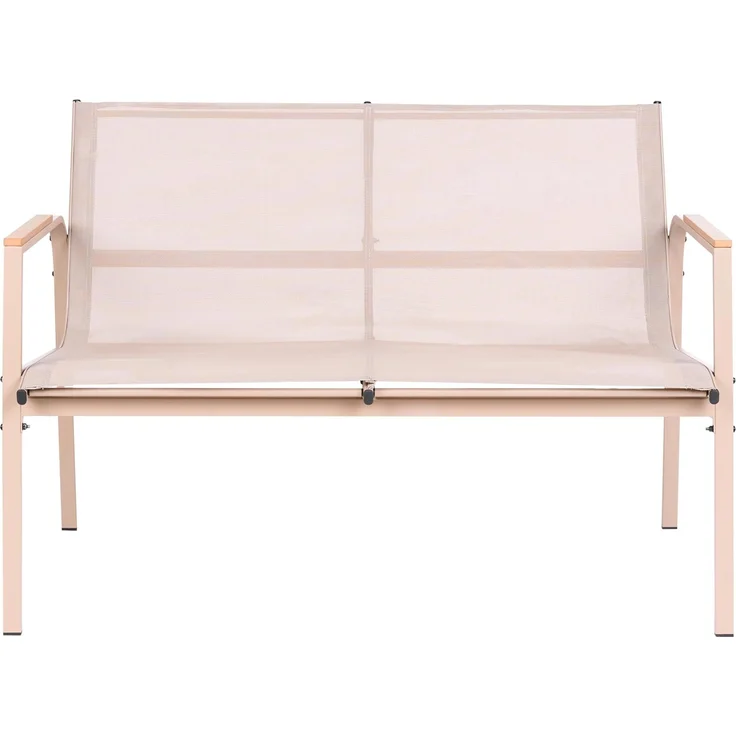 Lounge Set mit Tisch 4-Sitzer LEDRO Metall Beige – Bild 5