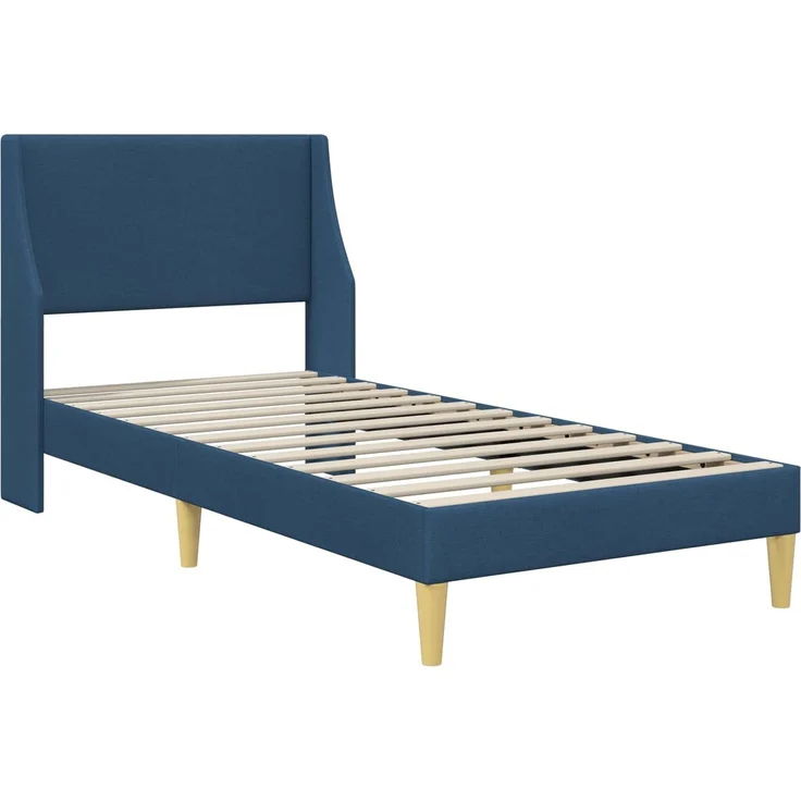 vidaXL Bettgestell mit Matratze Blau 100 x 200 cm Polyester 3414723 – Bild 4