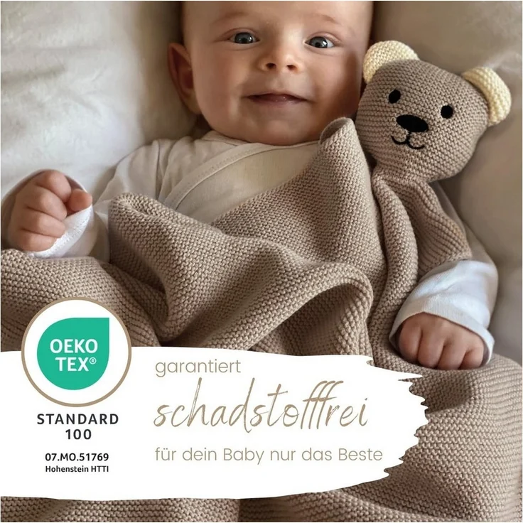 Babydecke DIKOS® Babydecke SCHMUSE-Bär Baby Geschenk Mädchen Junge Geschenkset, DIKOS, Geschenk zur Geburt, PREMIUM Qualität, 100 % BIO Baumwolle, nachhaltig – Bild 2