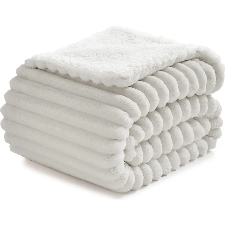 BEDELITE warme Decke Sherpa Kuscheldecke Flauschig Perlengrau 125x150 | dicke Deko Fleecedecke, Cord Überwurf für Wohnzimmer und Schlafzimmer, weiche Wohndecke, Tagesdecke, das ideale Geschenk