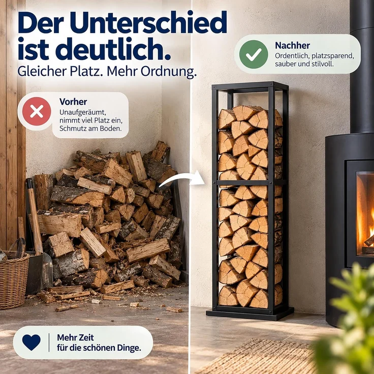 relaxdays Kaminholzregal Hohes Kaminholzregal aus Metall, BxTxH:35 x 35 x 120 cm, (1-St) – Bild 9