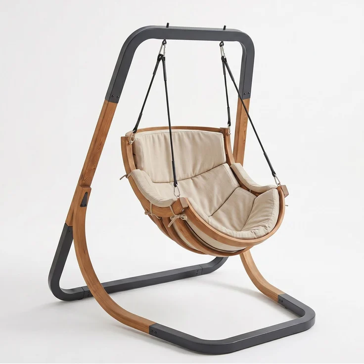 Hängesessel Classic – Schaukelsessel für Garten & Terrasse · Bezug beige #3667 – Bild 7