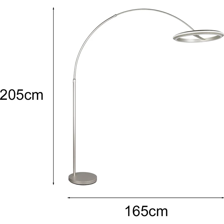 Große LED Bogenlampe AMADOR dimmbar aus Metall Silber, Höhe 205cm – Bild 4