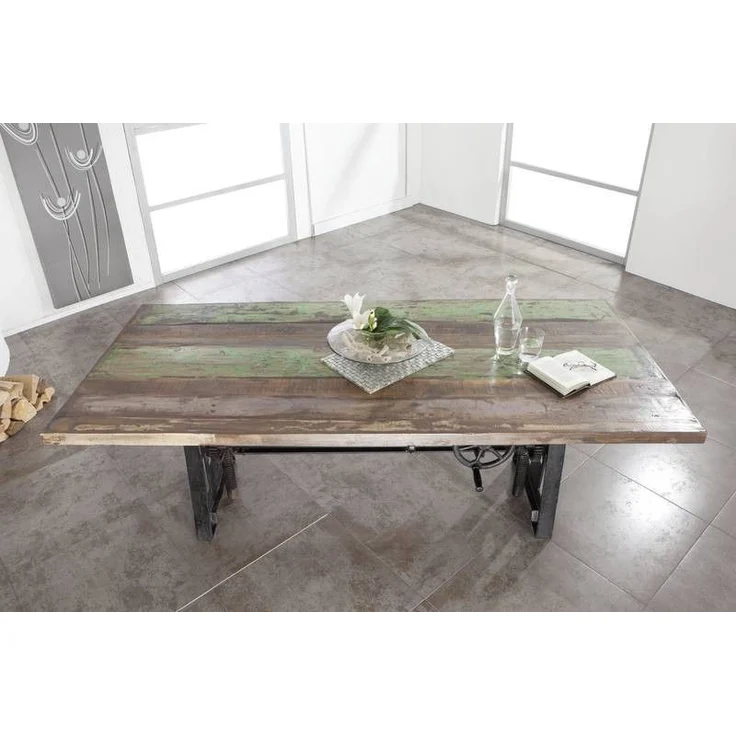 Esstisch Altholz höhenverstellbar 200x100x75-105 mehrfarbig lackiert INDUSTRIAL #23 – Bild 4
