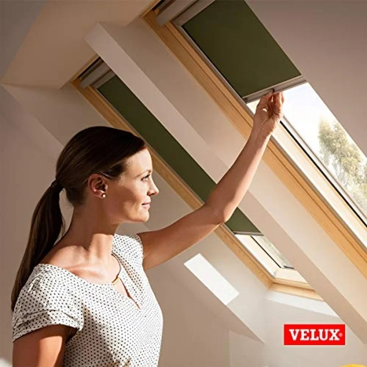 Verdunklungsrollo DKL S06 1100S, VELUX, verdunkelnd, ohne Bohren, in Führungsschienen, VELUX »Pick & Click!«, alufarbene Führungsschienen & Griffleiste – Bild 6